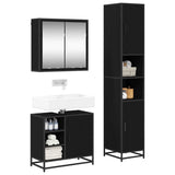 Bathroom Furniture Set 3 pcs Black Oak Engineered Wood 3402362