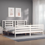 Bed Frame without Mattress White Super King Size Solid Wood 3194717