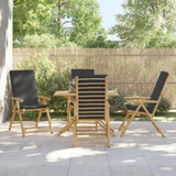 4 Piece Folding Reclining Chairs with Dark Grey Cushions Bamboo 3208929