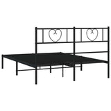 Metal Bed Frame without Mattress with Headboard Black 135x190cm 355462