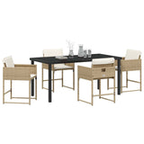 Garden Dining Set with Cushion 5 pcs Beige Poly Rattan 3380022