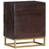 Bed Cabinet Black Solid mango wood, brass powder-coated iron Medium 320813