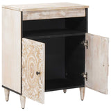 Sideboard with Storage White 60 x 33.5 x 75 cm Solid Mango Wood 4018393