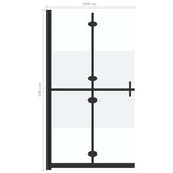 Foldable Walk-in Shower Wall Half Frosted ESG Glass 100x190 cm 151189