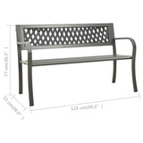 Garden Bench Grey Powder-coated steel, Plastic Standard Durable 312039