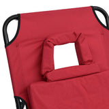 Folding Sun Lounger Red Oxford Fabric&Powder-coated Steel 360177