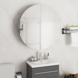 Bathroom Cabinet with Round Mirror&LED Grey 54x54x17.5 cm 345589