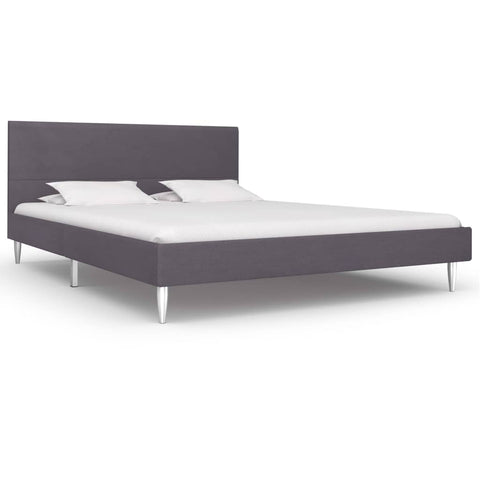ZNTS Bed Frame Grey Fabric 135x190 cm Double 281128