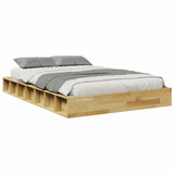 Bed Frame Oak Solid oak wood Double Bed Frame Rectangular 3324130