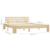 Bed Frame Natural Solid pine wood, Plywood Double Durable 283164