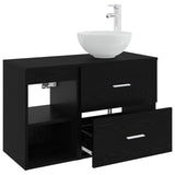 Bathroom Furniture Set 2 pcs Black Oak Engineered Wood 3403865