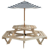 Picnic Table for 6 Kids with Umbrella Hexagon Solid Wood Fir 3281626