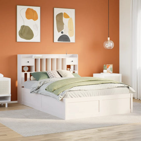 Bed Frame without Mattress White 140x200 cm Solid Wood Pine 3323495