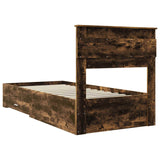 Bed Frame with Headboard Smoked Oak 90 x 200 cm Engineered Wood 3410039