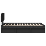 Bed Frame with Headboard Black 135 x 190 cm Solid Pine Wood 3412088