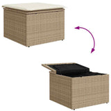 Sofa Set with Cushion 4 pcs Beige and White Poly Rattan 3354660