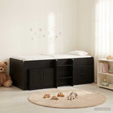 Loft Bed Frame with Cabinet 3 pcs Black Engineered Wood 3423367
