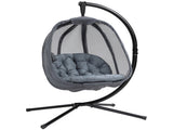 Hanging Egg Chair, Folding Texteline Swing Hammock with Side Pocket, Cushion and Stand for Indoor T3398P318560