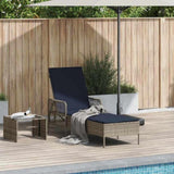 Sun Lounger Grey and Navy Blue 55 x 200 x 92 cm Poly Rattan 365431