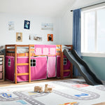 Kids' Loft Bed with Curtains Pink 80x200 cm Solid Wood Pine 3309073