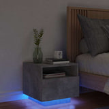 Bedside Cabinet with LED Lights Concrete Grey 40x39x37 cm 836804