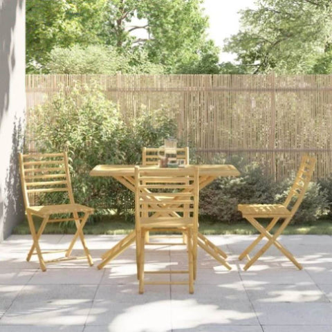 ZNTS 5 Piece Garden Dining Set Bamboo 3278530