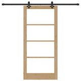 Sliding Door Natural 93 x 202 cm Solid Pine Wood and Glass 3332315