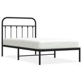 Bed Frame Black Powder-Coated Steel Single Bed Frame 352572