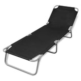 ZNTS Folding Sun Lounger Powder-coated Steel Black 41478