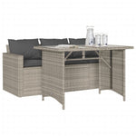 2 Piece Garden Dining Set with Cushions Light Grey Poly Rattan 366334