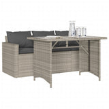 2 Piece Garden Dining Set with Cushions Light Grey Poly Rattan 366334