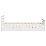 ZNTS Bed Frame without Mattress White 100x200 cm Solid Wood Pine 3301607