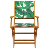Folding Garden Chairs 6 pcs Green Fabric and Solid Wood 3214587