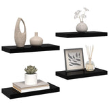 Floating Wall Shelves 4 pcs High Gloss Black 50x23x3.8 cm MDF 323768