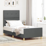 ZNTS Bed Frame in Dark Grey, 80x200 cm, Fabric 3344684
