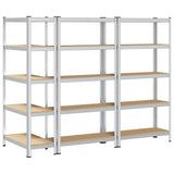 5-Layer Storage Shelves 3 pcs Silver Steel&Engineered Wood 3307590
