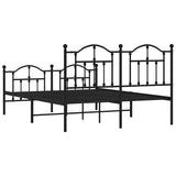 Metal Bed Frame without Mattress with Footboard Black 150x200cm 353459