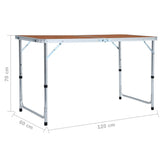 ZNTS Foldable Camping Table Aluminium 120x60 cm 48172