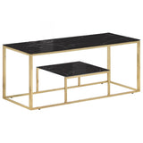 Coffee Table Gold Stainless Steel and Tempered Glass 350020