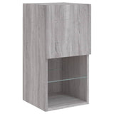 4 Piece TV Wall Cabinets with LED Lights Grey Sonoma 3216574