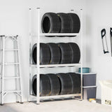 3-Layer Tyre Shelf Silver 110x40x200 cm Steel 4016970