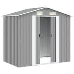 Garden Storage Shed Grey Metal 204x132x186 cm 42983