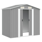 Garden Storage Shed Grey Metal 204x132x186 cm 42983