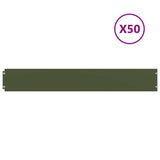 Lawn Edgings 50 pcs Olive Green 15x103 cm Cold-rolled Steel 860151