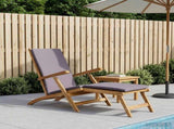 Folding Deck Chair with Cushion Dark Grey Solid Teak Wood 42030523