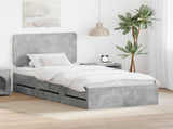 Bed Frame with Drawer Concrete Grey 75 x 190 cm Engineer Wood 3412647