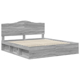 Bed Frame Grey Sonoma 200 x 200 cm Solid Pine Wood 3413268
