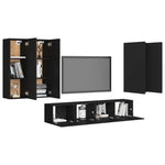 ZNTS 6 Piece TV Cabinet Set Black Engineered Wood 3078785