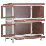 170835 Outdoor Rabbit Hutch 4 Doors Brown Wood