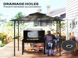 8' x 5' Grill Gazebo, Double Tiered BBQ Gazebo Shelter Canopy with LED Lights, 2 Side Shelves, T3398P322087